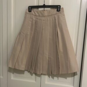 Prada Cream A-Line Pleated taffeta-like  Skirt